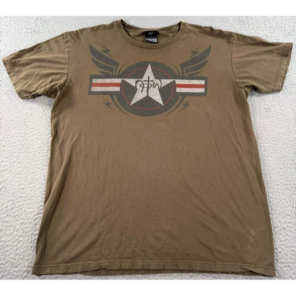 VTG Not Of This World Shirt Men XL Brown Crew Neck Tee‎ Religious Jesus Y2K